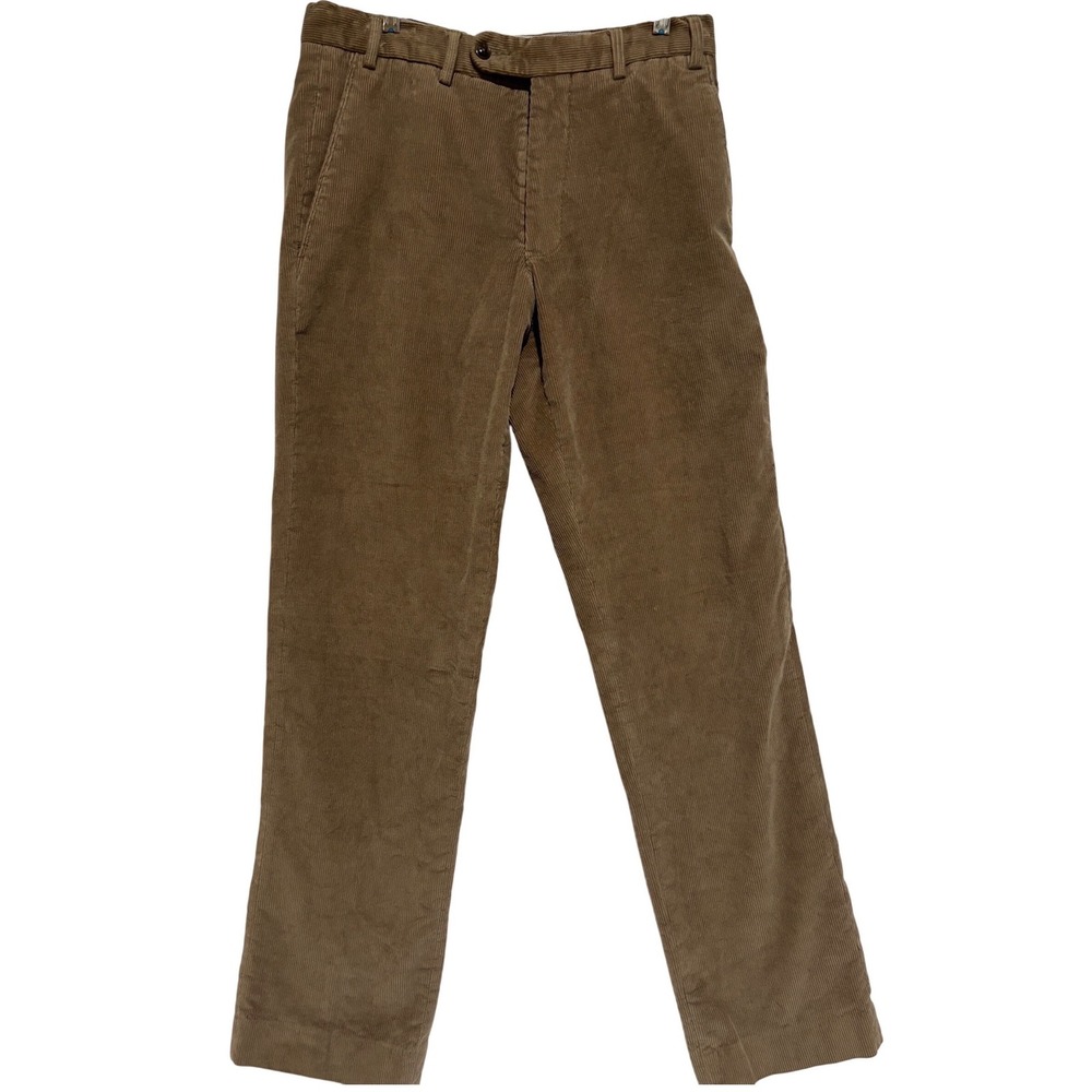 Vintage Britches Corduroy Pants Mens 32R Brown Flat Front Eclectic Grandpa y2k